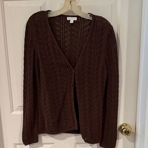 Charter Club Chocolate Brown Open-Front Cardigan